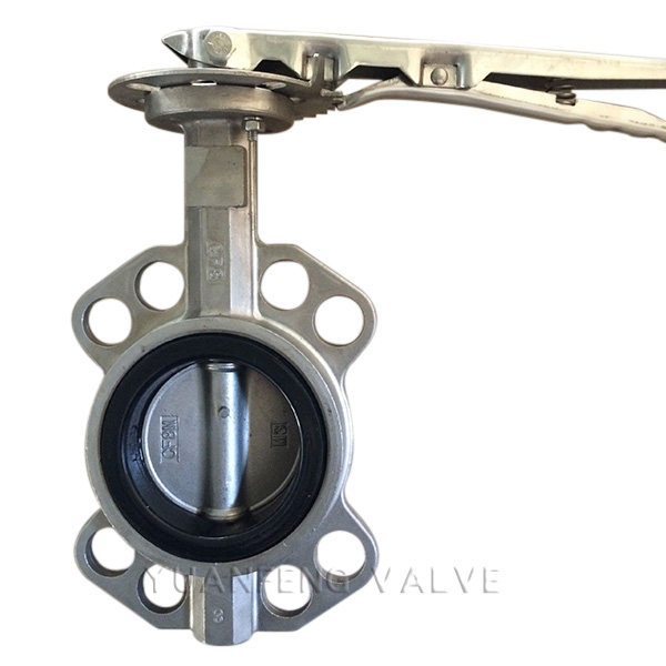 SS Wafer Type Butterfly Valve with Rubber Seat